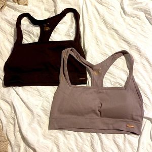 Pink and brown sports bra